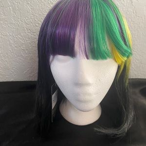 Black Bob Wig with Colorful
Bangs